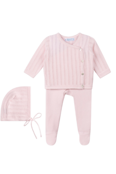 Pointelle Wrap Knit Set - Pink