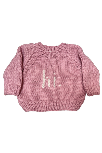 "Hi" Crewneck Sweater - Pink