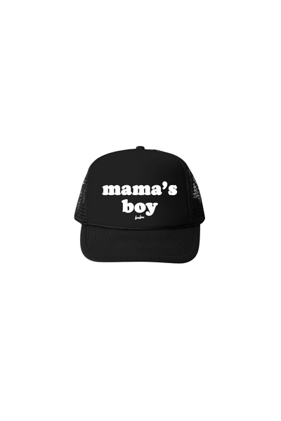 "Mama's Boy" Infant Trucker Hat - Black