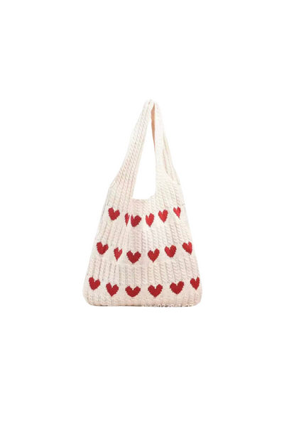 Knitted Heart Tote