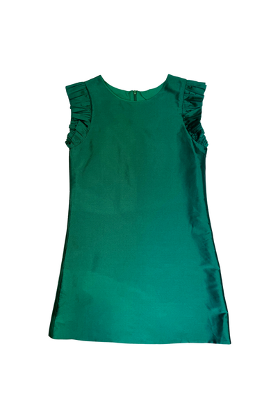 A Line Flutter Sleeves Green Dress