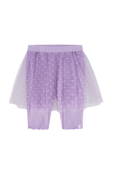 Lilac Polka Dots Mesh Biker Shorts