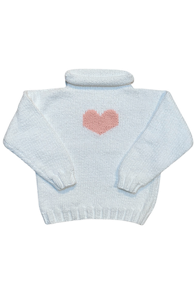 Pink Heart Motif Infant Sweater - White