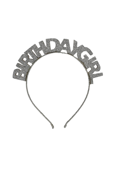 "Birthday Girl" Silver Glitter Headband
