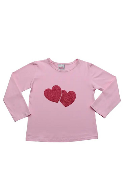 Sparkle Double Doolittle Long Pink Sisters (Infant) Dottie Heart Sleeve – T-Shirt -
