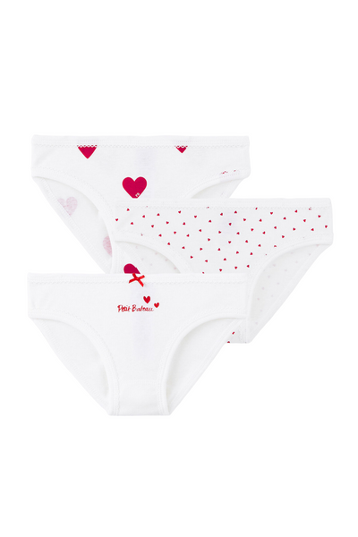 3 Piece Heart Print Underwear
