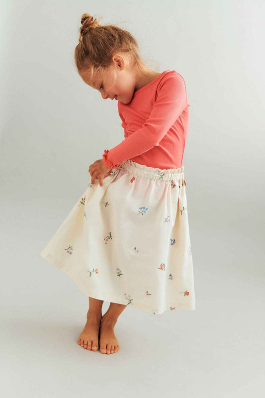 WHEAT - TG - NORA SKIRT - IVORY EMBROIDERY FLOWERS
