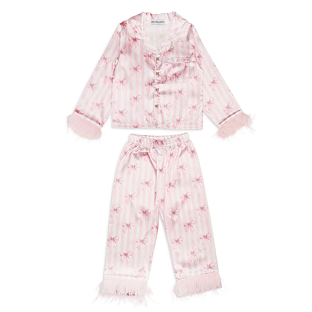 Mini Dreamers Bows Feather Silky Set Pink