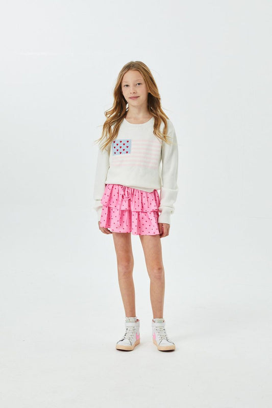 THEME - BG - TIEGAN AMERICAN FLAG SWEATER - WHITE