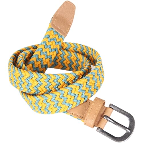 PEPPERCORN KIDS - ACC - BOYS STRETCHY CORD LEATHER BELT - BLUE/YELLOW