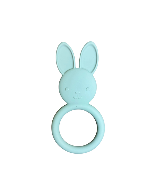 THREE HEARTS & COMPANY - T&B - ALL SILICONE BUNNY TEETHING RING - LINT