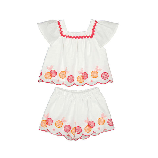 MAYORAL - BBY - EMBROIDERED BERMUDAS SET - WHITE