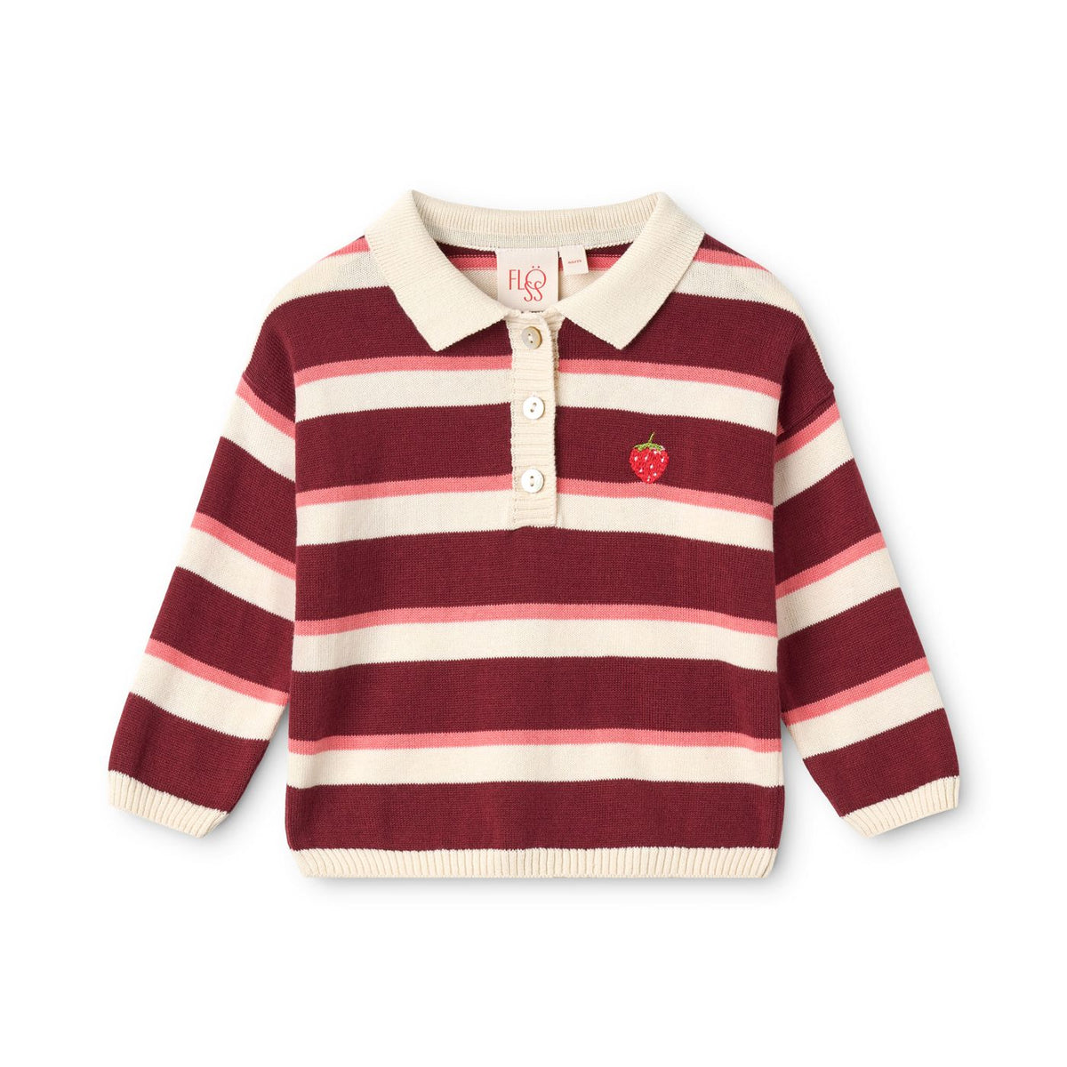 FLOSS - TG - ELISA POLO SWEATER - CRANBERRY STRIPE