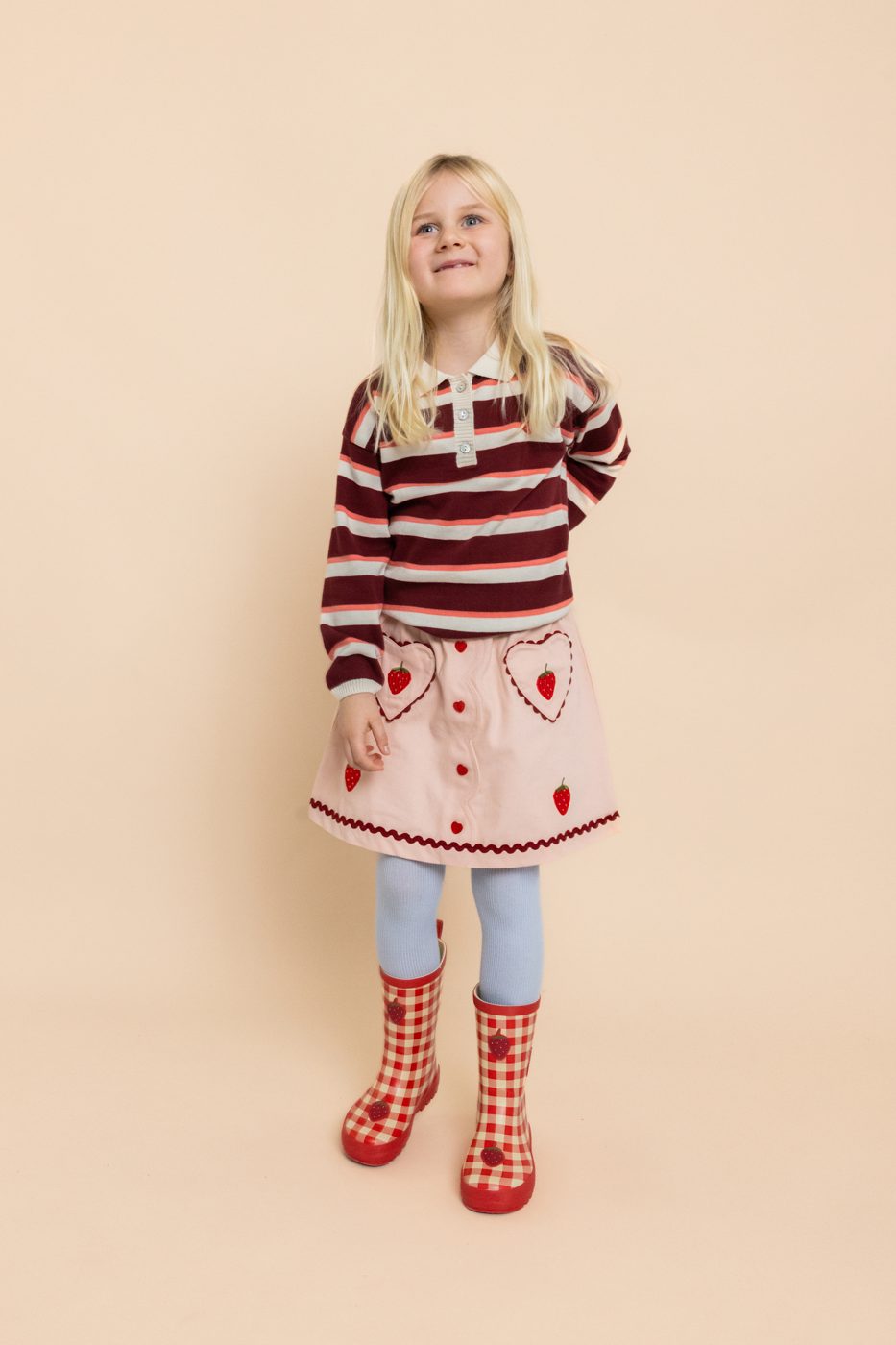 FLOSS - BG - ELISA POLO SWEATER - CRANBERRY STRIPE