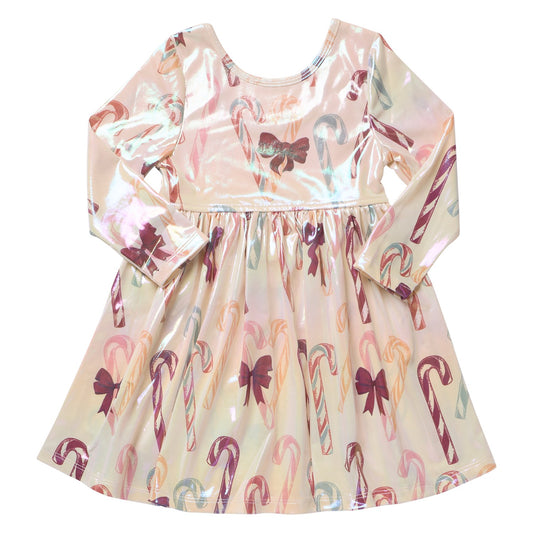 TG Girls Lame Steph Dress - Antique Candy Canes