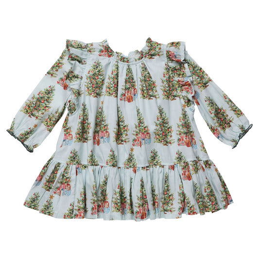 PINK CHICKEN - TG - GIRLS HARPER DRESS - TREES AND PRESENTS