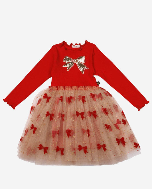 PETITE HAILEY - BBY - EVELYN BOW TUTU DRESS - RED
