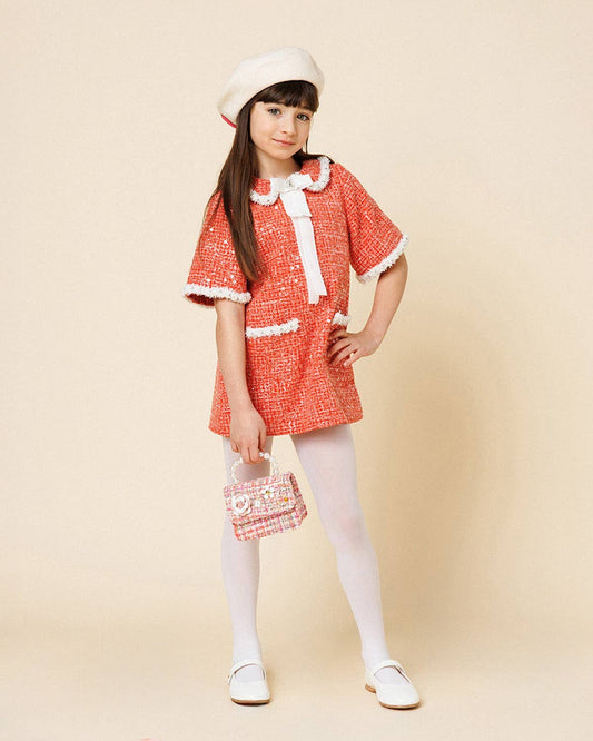 PETITE HAILEY - TG - CHLOE TWEED GARMENT DRESS - RED