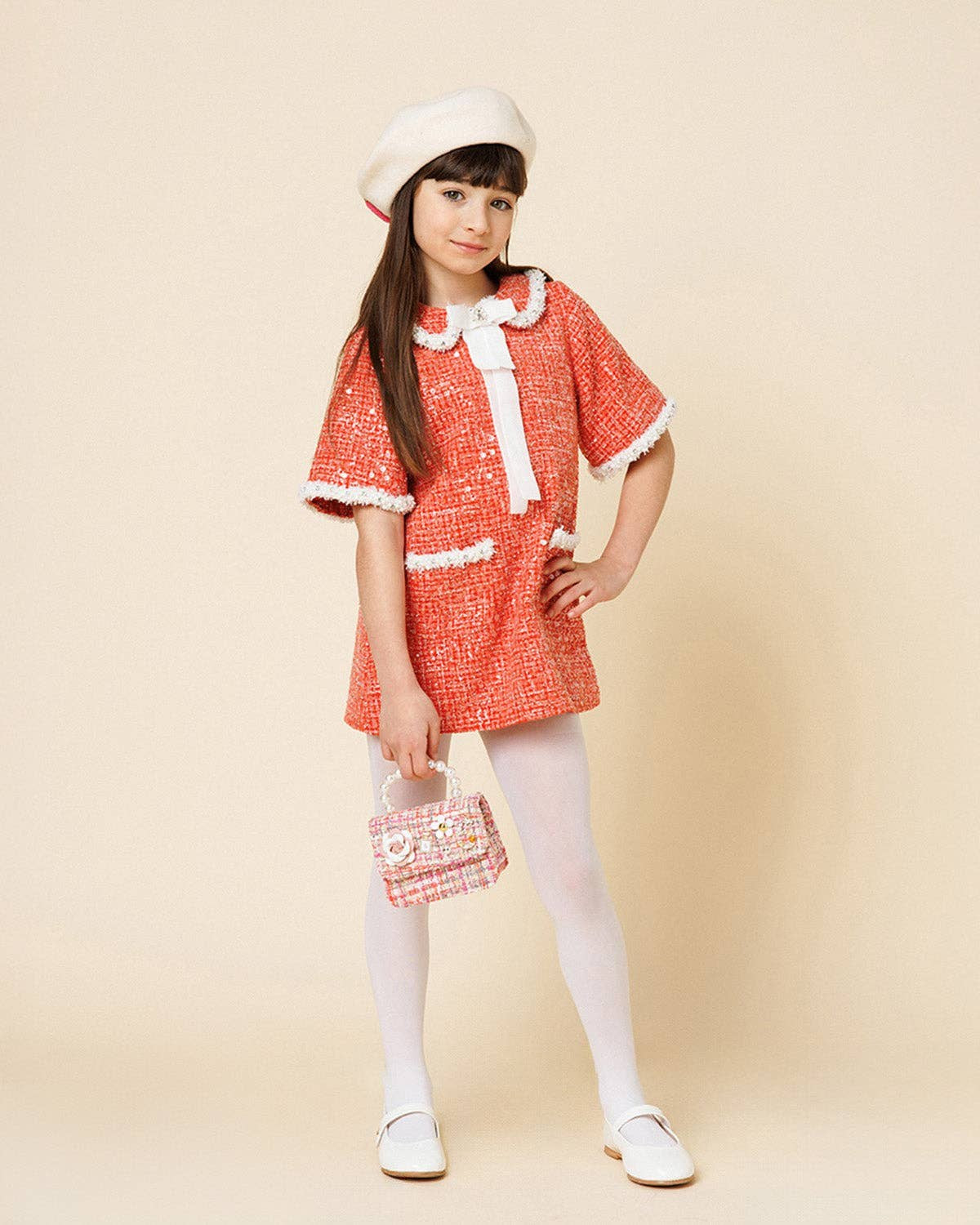 PETITE HAILEY - TG - CHLOE TWEED GARMENT DRESS - RED