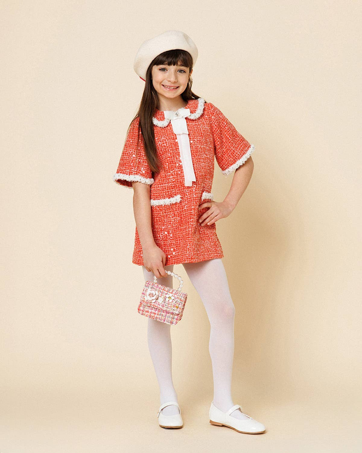PETITE HAILEY - TG - CHLOE TWEED GARMENT DRESS - RED