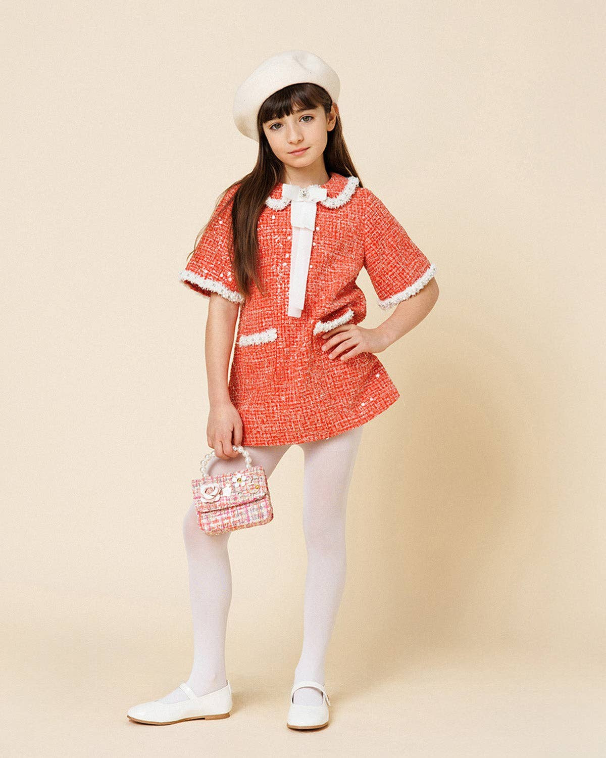 PETITE HAILEY - TG - CHLOE TWEED GARMENT DRESS - RED