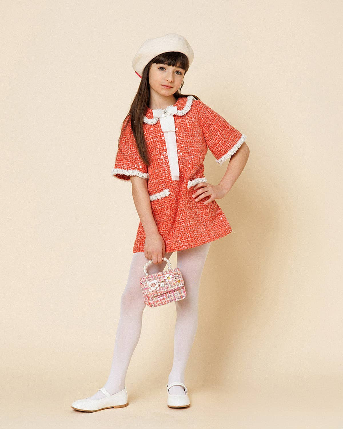 PETITE HAILEY - TG - CHLOE TWEED GARMENT DRESS - RED