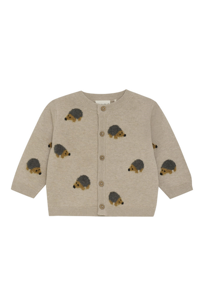 Robo - Beige Melange Knit Cardigan w/Hedgehogs