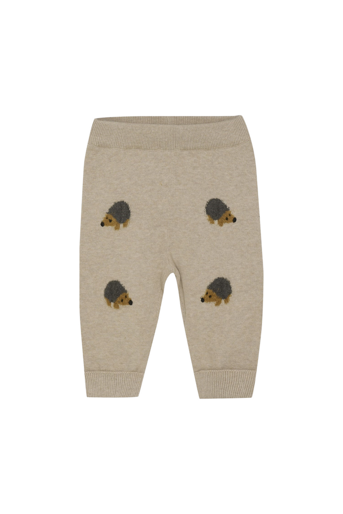 Robo - Beige Melange Knit Pants w/Hedgehogs