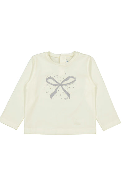 Basic L/S T-Shirt w/Bow Cream