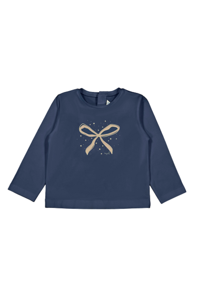 Basic L/S T-Shirt w/Bow Navy