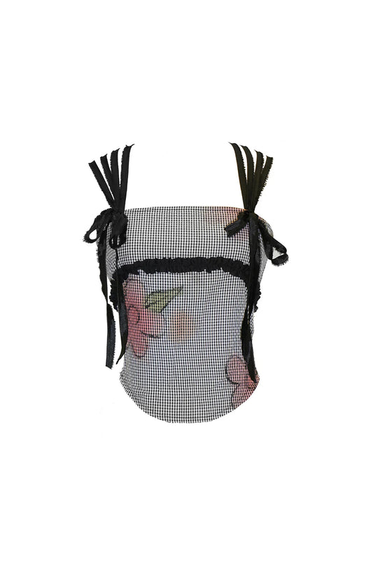 Zemeta-BG- Take Me Gingham Top-Black w/Floral
