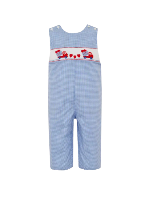 PETIT BEBE - BBY - VALENTINES DAY BOYS LONG JON  JON - BLUE GIGNHAM
