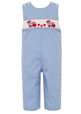PETIT BEBE - BBY - VALENTINES DAY BOYS LONG JON  JON - BLUE GIGNHAM