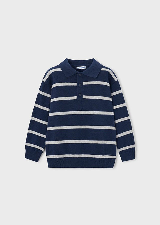 MAYORAL - TB - L/S KNIT POLO - BLUE