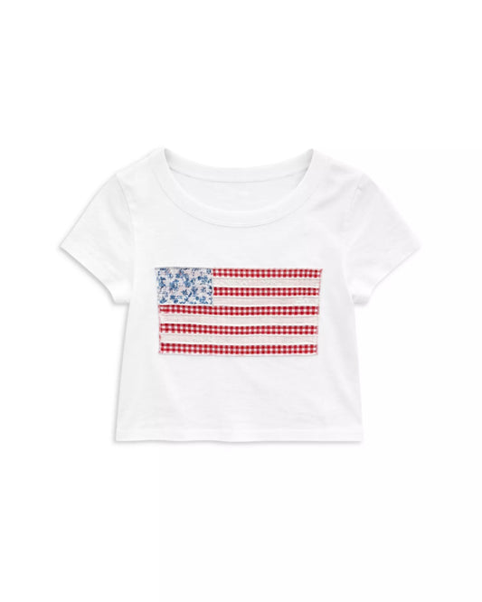 KATIE J NYC - BG - TWEEN FLAG PATCH GRAPHIC TEE - WHITE