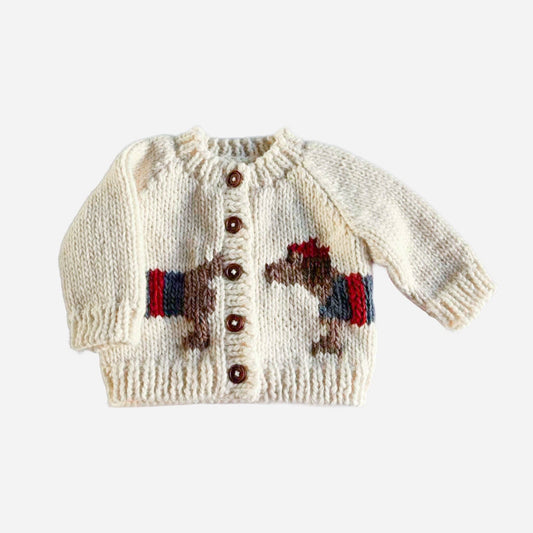 BLUEBERRY HILL - BBY - DACHSHUND CARDIGAN - CREAM