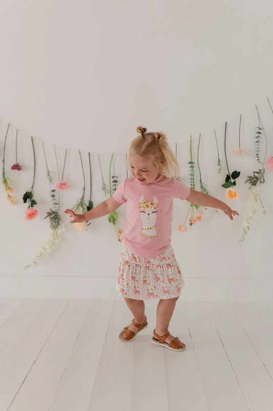 BABYSPROUTS - BG - GIRL'S SHORT SLEEVE TEE - LLAMAS