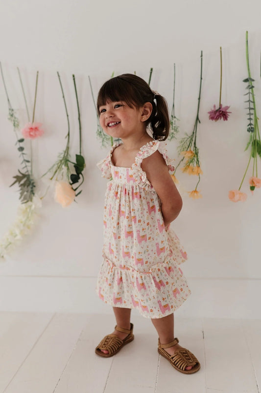 BABYSPROUTS - TG - DROP-WAIST PEPLUM DRESS - LLAMAS