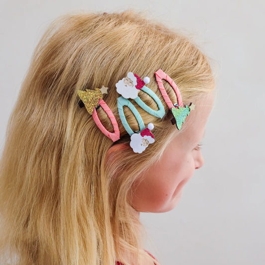 MIMI & LULA - ACC - SANTA AND CHRISTMAS TREE HAIR CLIPS - MULTI