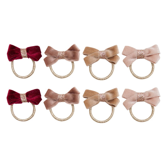 MIMI & LULA - ACC - GLITTER VELVET BOW HAIR TIES - PINK