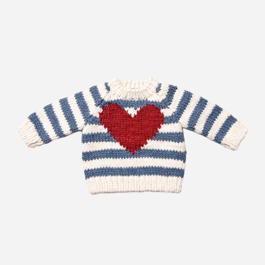 BLUEBERRY HILL - BBY - STRIPE BIG HEART SWEATER - BLUE