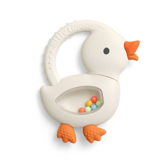 ITZY RITZY - T&B - BITZY SHAKE™ SILICONE TEETHER WITH RATTLE - GOOSE