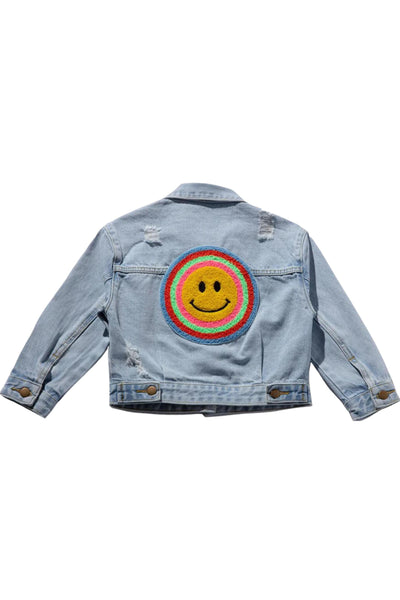Multi Smile Patched Denim Jacket
