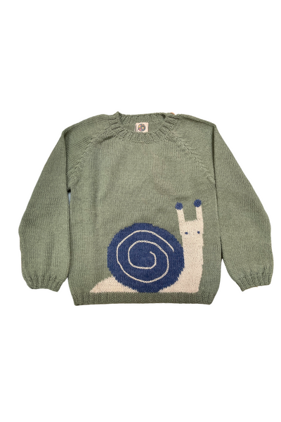 Snail on Moss Green Sweater
