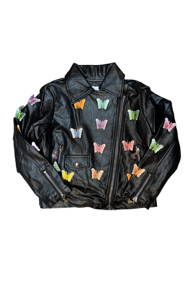 3D Butterfly Vegan Moto Jacket (2-6X)