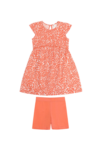 Coral Swirl Dress & Bike Short Set
