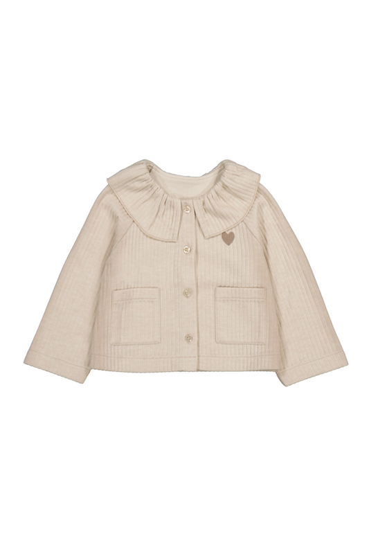 Tan Collared Knit Jacket w/Heart