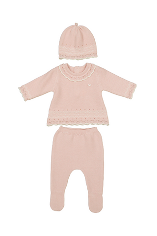 Pink Knit Leg Warmer & Hat Set