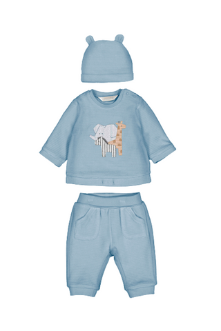 Blue Corduroy 3-Piece Set w/Zoo Animals