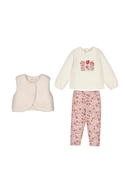 Crystal and Dusty Rose Vest, T-Shirt and Legging Set